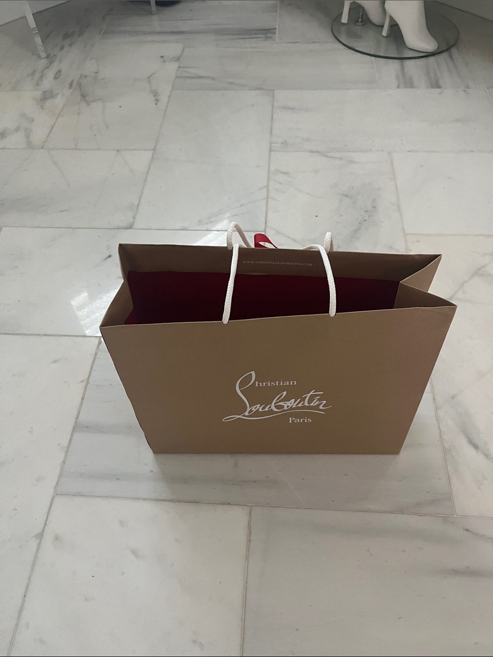 Christian Louboutin Tan Shopping Tote with Red Interior